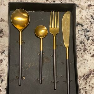 Gold and Black Flatware Set